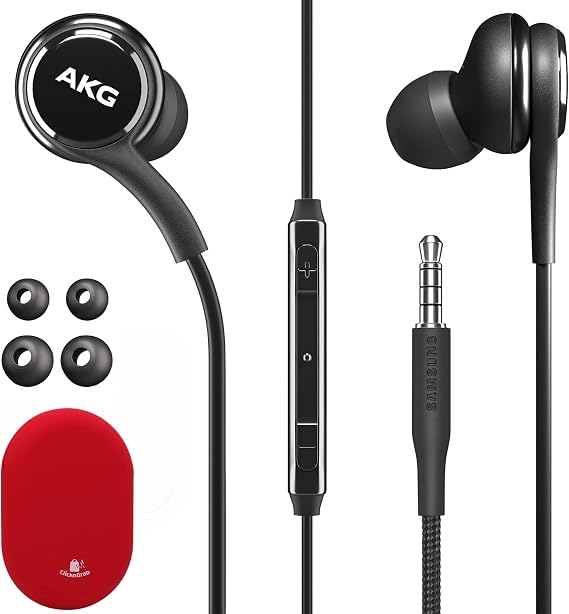 Samsung AKG Earphones 3.5mm In-Ear Earbuds Headphones with Remote & Mic for Galaxy A71 A31 Galaxy S10 S10e Note 10 Note 10+ S10 Plus S9 with Rubber Pouch AKG + Red Pouch