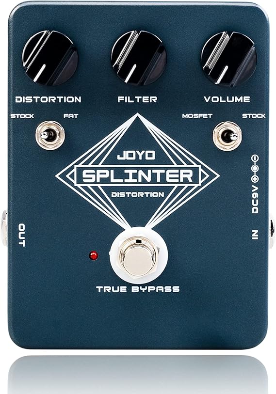 JOYO Analog Distortion Guitar Pedal, FAT/MOSFET Toggle with DISTORTION/FILTER/VOLUME Control, True Bypass (SPLINTER JF-21)