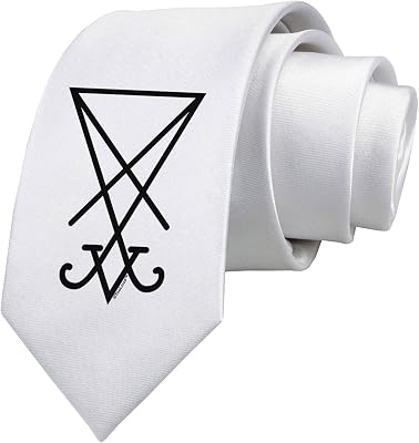 TOOLOUD Sigil of Lucifer - Seal of Satan Printed White Neck Tie