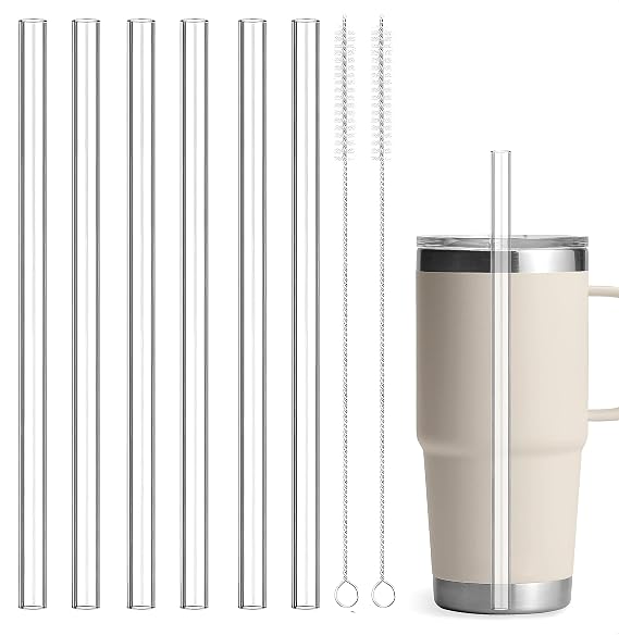 Replacement Straws for HydroJug Traveler - Modern 40oz Tumbler Handle & Simple Flip Straw Accessory Set 6 Tritan Straws 2 Pack Straw Cleaning Bush