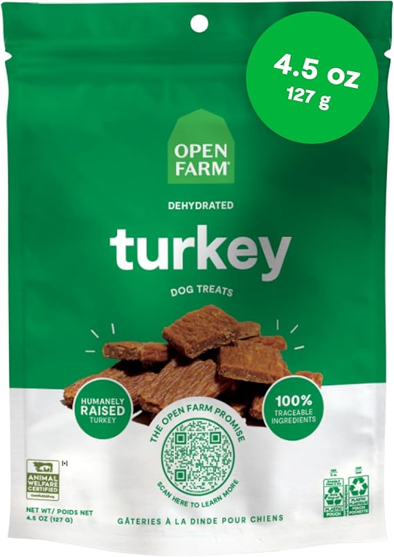 Open Farm Dehydrated Dog Treats, Turkey Recipe, 4.5oz Pouch
