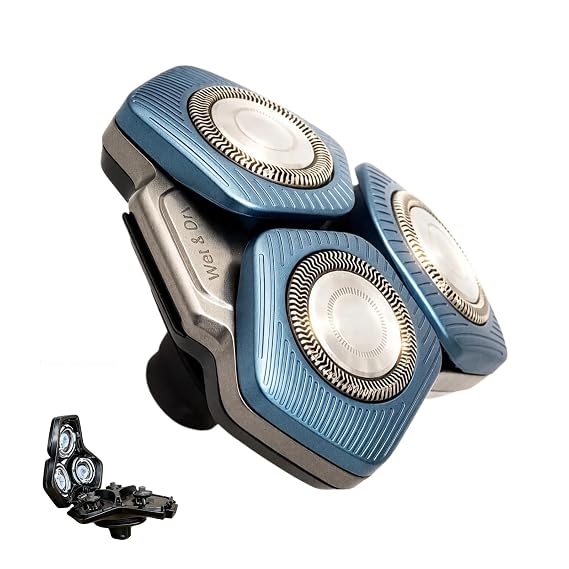 Upgraded SH71 Complete Shaver Head Replacement, Full Rotary Unit with Integrated Base Compatible with Philips Norelco 7000/S5500 Angular, 15 Precision Blades & Metal Holder (Bronze)
