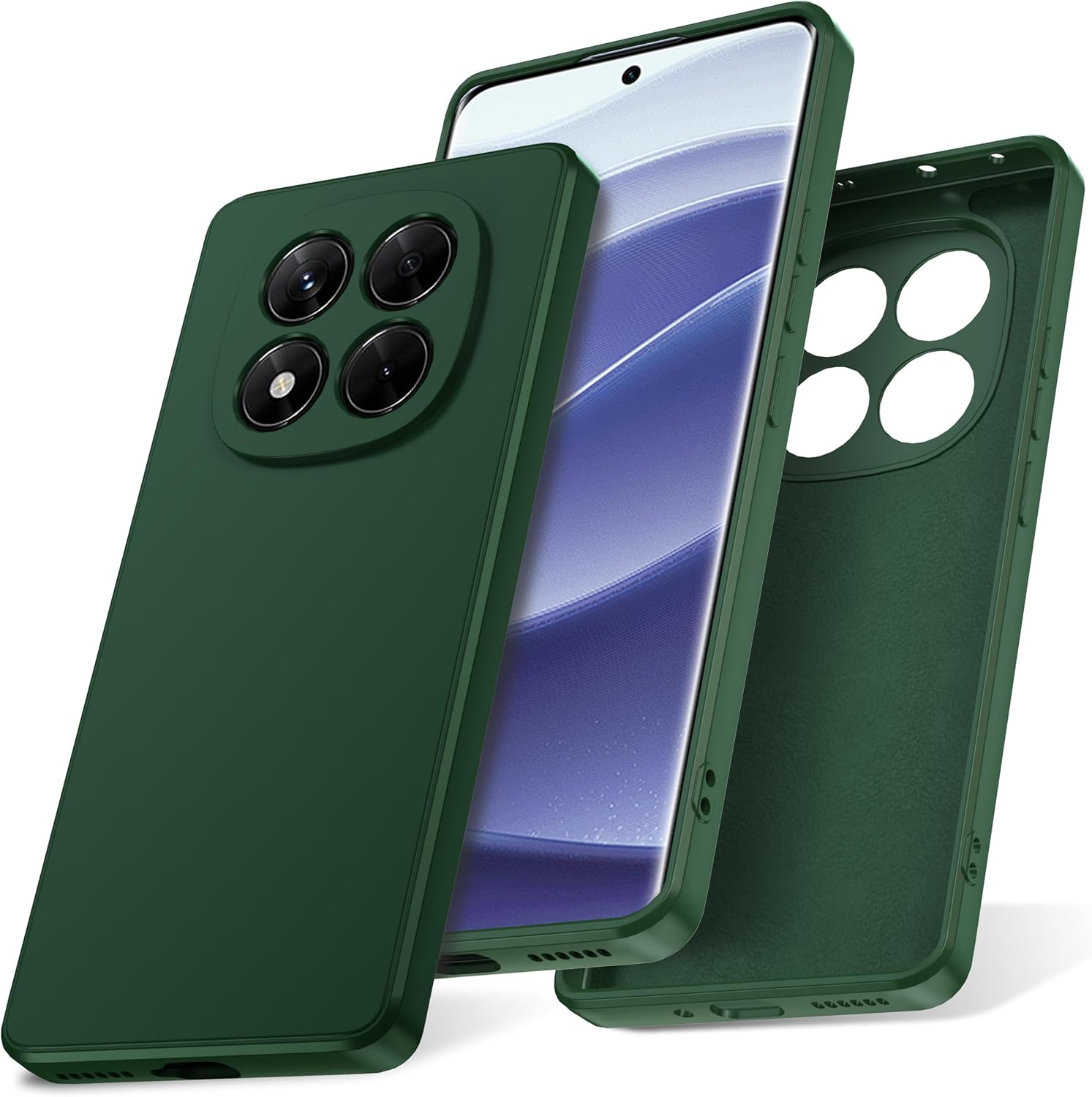Watana for Xiaomi Redmi Note 14 Pro 5G Case, Soft-Touch Silicone Phone Case, Shockproof, DustProof, Antiskid Full Body Armour Phone Cover with Microfiber Lining for Redmi Note 14 Pro 5G,Green
