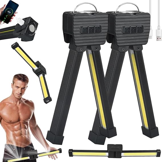 Gym Lamp for Posing, 2025 New Gym Lamp, Magnetic Work Light with 180 Degree Folding, USB Rechargeable Worklight, Portable Magnet LED Posing Lamps with Hanging Hook, 7th Gear Dimming (2PCS)