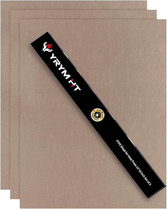 YRYM HT PTFE Teflon Sheets for Heat Press- 3 Pack 12"x16" Heat Press Mats