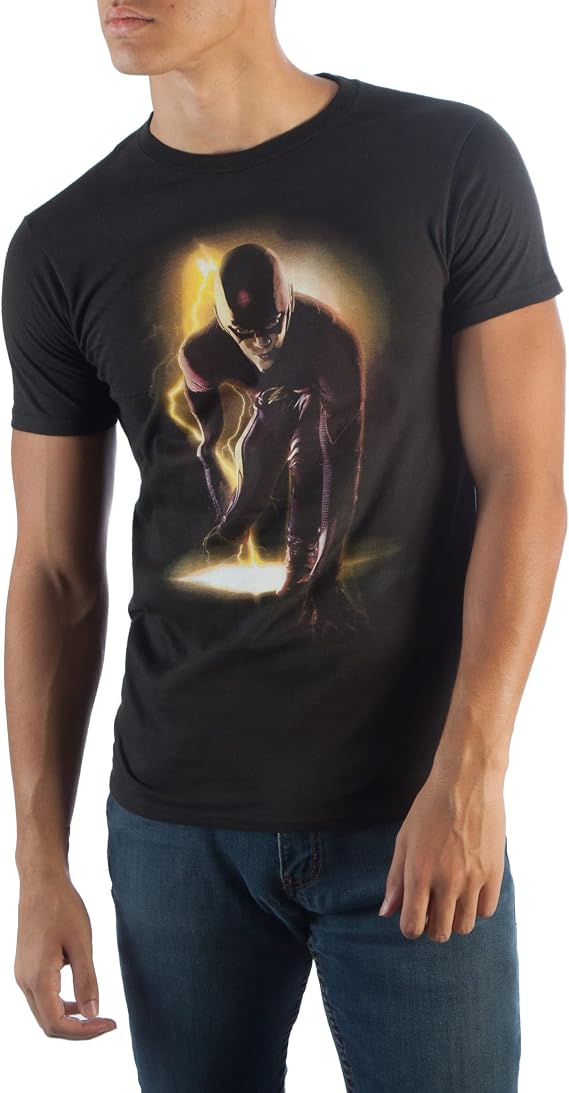 Flash DC Comics Running Mens T-Shirt (Large) Black