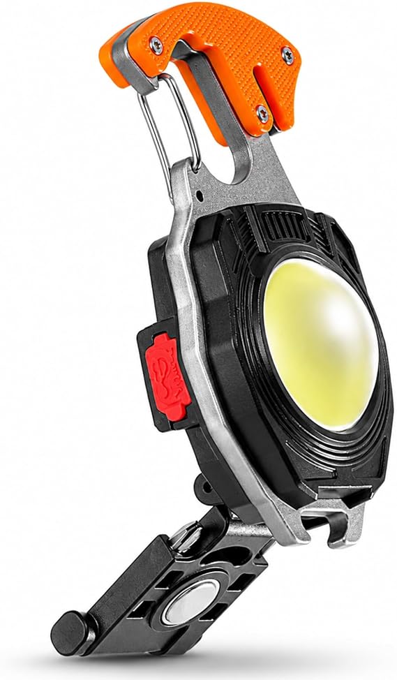 Multi Fonksiyonel Fener, Karabinalı Çok Amaçlı Şarjlı LED Acil Durum Kiti, 3 Renk Işık Modlu Type-C 500mAh, Manyetik Düdüklü Çakmaklı Kesicili Tornavidalı Kamp Araç Ev İçin Multi Fonksiyonel Fener [Enerji Sınıfı A++]