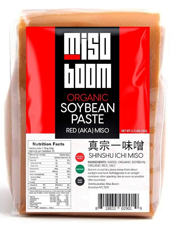 Miso Paste Red (Aka) Miso Soybean Paste, 2.2 lb, non-GMO, No MSG, Vegan - by Miso Boom
