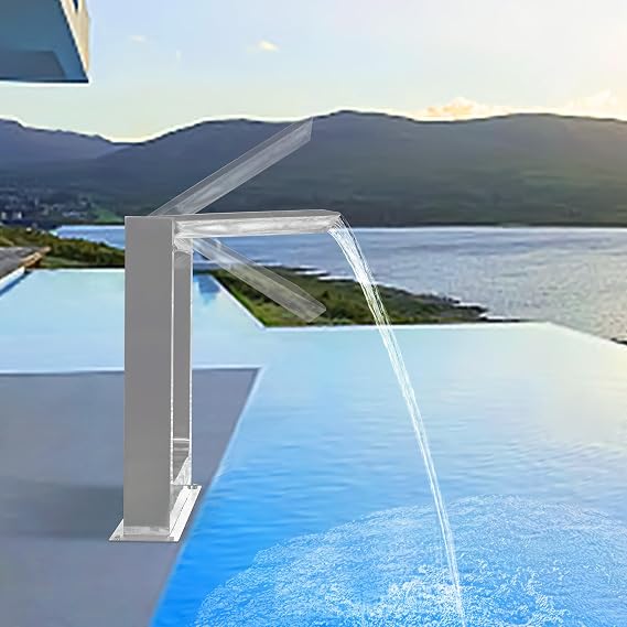 180 Rotating 304 Stainless Steel Waterfall Spillway, Swimming Pool & Garden Cascade Waterfall Fountain with Adjustable Spray Direction and Angle for Upscale Resorts, Luxury Residences
