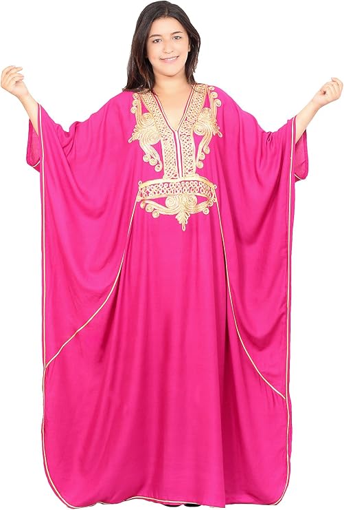 Moroccan Caftan Women Plus size Hand Made Caftan with Embroidery XXL to 4XL Magenta