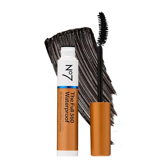No7 The Full 360 Waterproof Mascara, Black, 7ml | Sweat, Rain & Tear-Proof Formula, Adds Volume, Length & Curl, Up to 12-Hour Wear