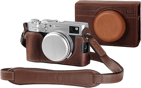 SMALLRIG Leather Case Kit for FUJIFILM X100VI, Including Half Cases, Flip Case Cover and Shoulder Strap, Genuine Leather Material, Portable and Protecting, Brown - 4558