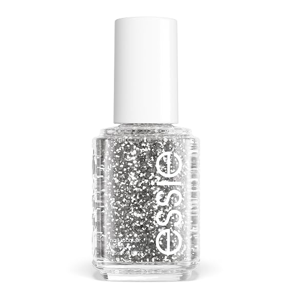 essie Salon-Quality Nail Polish, Vegan, Silver Glitter, Set In Stones, 0.46 fl oz