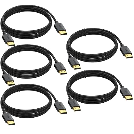 DisplayPort to DisplayPort Cable 5-Pack 10 Feet, Long DP to Display Port Cable 10FT - 4K 60Hz, 2K 144Hz, 2K 165Hz Computer, Laptop, TV, Docking Station, Graphics Card and More