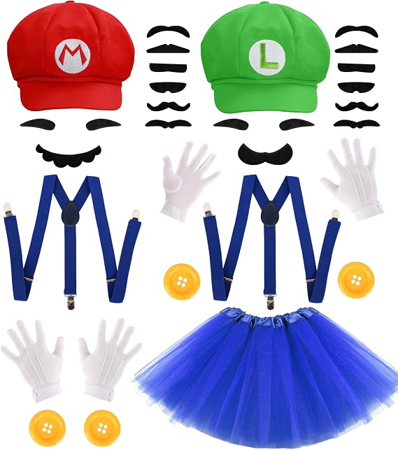 PIIDUOO Halloween Costumes Accessories for Adults Couples - 2 Person Duo Halloween Costumes Party Cosplay Set - Matching Costume for Men Women Teens Friends - Red & Green