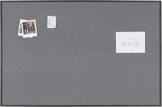 Bi-Office New Basic Grey Felt Notice Board, 39 x 29 cm, Black Pine Frame