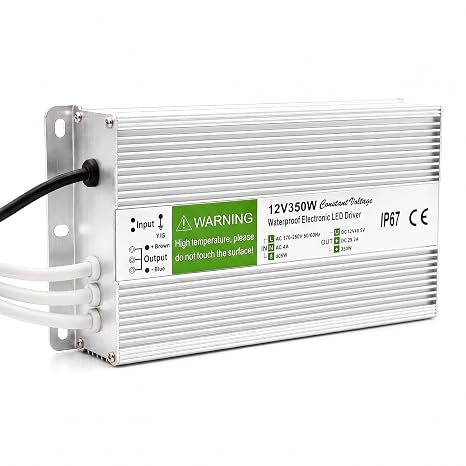 DCVOLTAGE 12V 350W 29.2Amps Waterproof LED Power Supply Transformer, IP67 Water Proof LED Driver Converts AC 250V- to DC 12V Suitable for Indoor, Outdoor Lighting