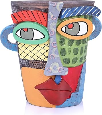 Unique Face Abstract Art Sculpture, Home Colorful Decor Statue for Modern Eclectic, TV Stand Accent, Coffee Table, Shelf, Entrance Table, Office Decor, Funky Quirky Art Decor Gift Colorful