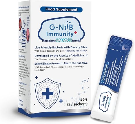 G-NiiB Immunity+ (SIM01) - Probiotics with Prebiotics Zinc & B Vitamins - Developed by a Medical School - Clinically Studied Probiotic Strains - 28 Bags 28 Servings