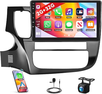 232G Android Car Stereo for Mitsubishi Outlander 2012-2018 Carplay Android Auto Mirror Link Change Wallpaper Theme 10 inch Touchscreen Radio FM RDS HiFi Bluetooth WiFi GPS AHD Camera & MIC