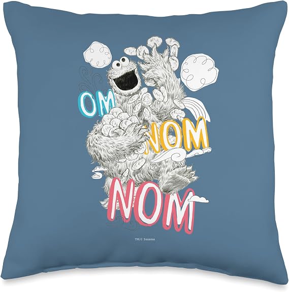 Sesame Street Cookie Monster Om Nom Throw Pillow