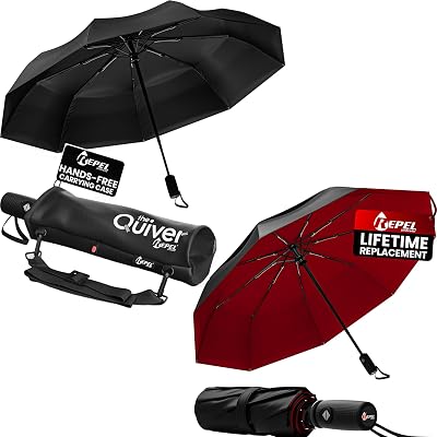 Repel Travel Umbrellas with Waterproof Cases Compact, Windproof Design with Auto Open, Reinforced Frame, and Reliable Rain Protection Anywhere