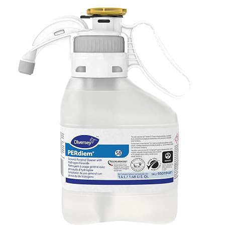 Diversey 95019481 PERdiem General Purpose Cleaner with Hydrogen Peroxide, for Floors, Bathrooms & Hard Surfaces, SmartDose Liquid Concentrate, 1.4-Liter