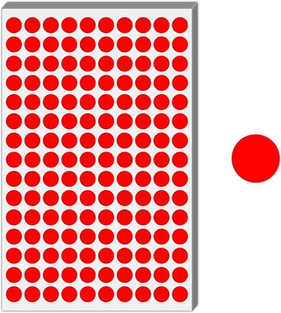 3000 Pieces, 1/2 inch - Red Dot Stickers, Small Round Circle Dots Labels