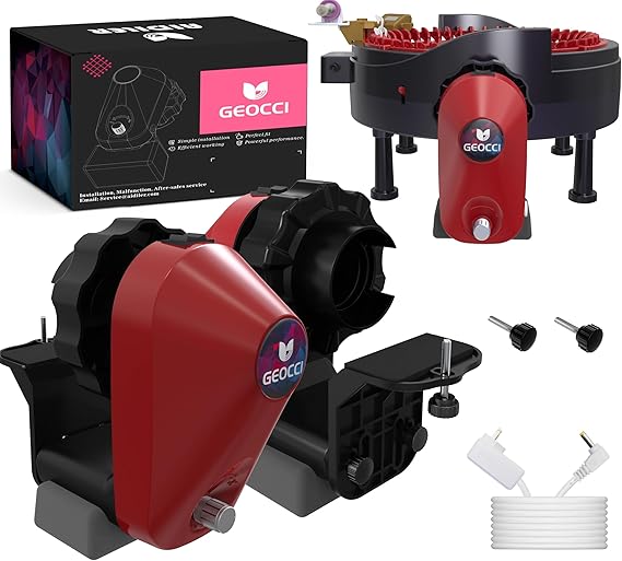 GEOCCI Electric Knitting Machine Adapter for ADDI 46-Needle Round Knitting Machine (Red and Black)