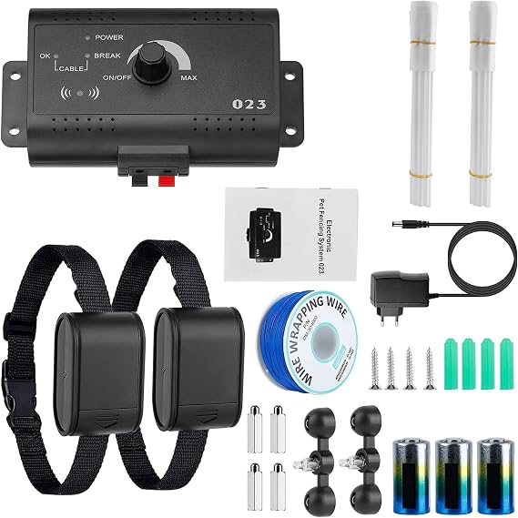 iMounTEK Electric Dog Fence System with 2 Collars Covers up to 1.2 Acres