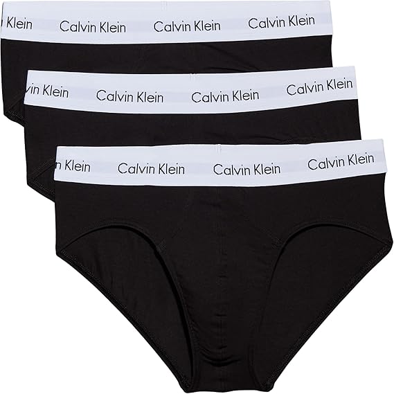 Calvin Klein Hipster Briefs in Black, White, Red/White/Blue or Black/Grey/White - 3 Pack U2661G
