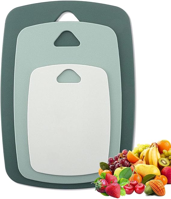 Plastic Chopping Board Set of 3, Dishwasher Safe, BPA Free