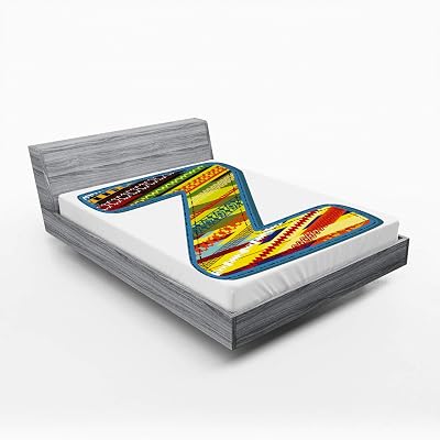 Ambesonne Letter Z 2 Pack Fitted Sheet, Celebration Boys Girls, Bed Cover All-Round Elastic Deep Pockets 2 Pieces, Package Contains 2 Full Size Fitted Sheets, Multicolor