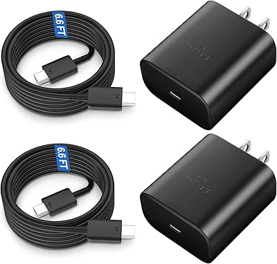 45W USB C Fast Charger, 45Watt Super Fast Charger Type C with 6.6ft Android Fast Charging Cable Cord for Samsung Galaxy S25 UltraS25S24S23 UltraS22 UltraS20 UltraNote 10 PlusGalaxy Tab S8