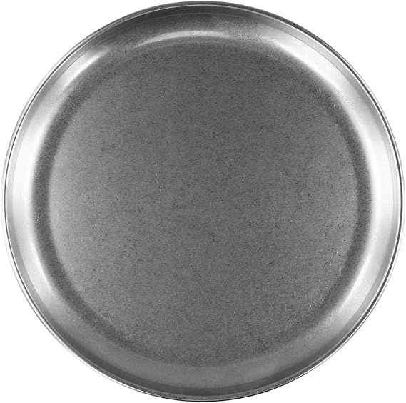 Stainless Steel Round Plate Double-Walled Insulated Dinner Dish for Camping BBQ Picnic Salad Fruit Kitchen Use Gray
