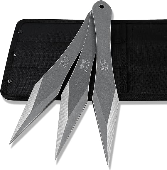 The Thunder: Throwing Spikes Thickness Up to 0.275", 10.2" Stainless Steel No Spin Throwing Set with Nylon Belt Sheath - Upgraded Version