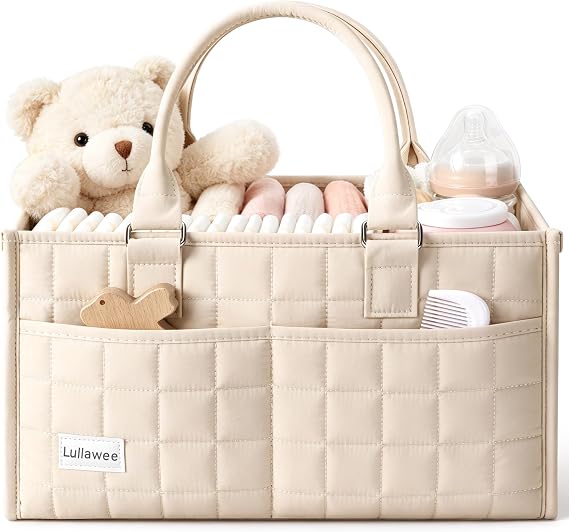 Baby Diaper Caddy Organizer, Portable Nursery Storage Basket with Handle | Nursery Storage Basket, Baby Shower Essentials, Registry Must Have Bag, Caddie Car Organizer for Newborn Boy or Girl