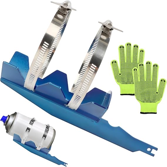 Spray Paint Can Shaker with Double Clamp and Gloves, Adjustment Paint Shaker Machine for 2" to 3" Cans, Stainless Steel Spray Can Shakers for Reciprocating Saw