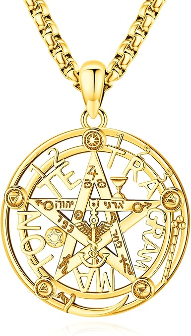 Eusense Gold Tetragrammaton Amuleto De Proteccion de brujeria men women necklace tetragrammaton pendant de plata 925 sterling silver talisman Tetragrammaton jewelry 14K 18K 24K 10K
