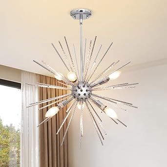 42" Extra Large Sputnik Chandeliers 6 Light Modern Globe Starburst Firework Ceiling Light Fixture - Chandeliers Firework Globe Ceiling Fixture for Living Room Entryway Dining Bedroom Hallway Stairway