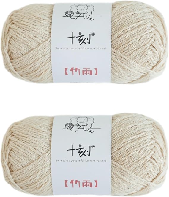 Cotton, Bamboo,Linen Blended Yarn 2 Skeins 50g/1.76oz- 02 Apricot White | DK, Light Worsted Weight, durable, soft, dry, not easy to deform, easy to knit and crochet.