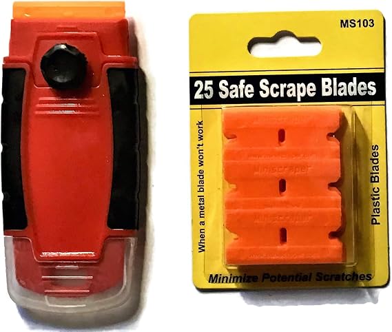 MINISCRAPER Razor Scraper with Double Edged Plastic Razor Blades(25 Pack)