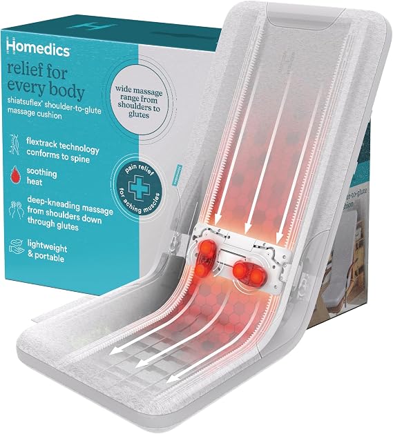Homedics Back Massage Cushion with Heat, Advanced Shiatsu Therapy