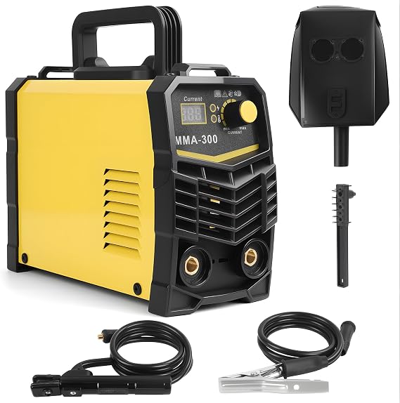 Electric Welding Machine, Super Portable Mma-300 Inverter Stick Mini Welder with Digital Display, Hot Start & Anti-Stick, 110v Handheld Micro Welding Tools for DIY & Professional Use (Yellow)