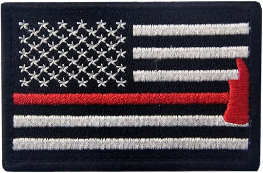 US Flag with Firefighter Axe Embroidered Tactical Morale Hook & Loop Patch