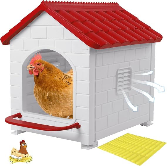 Nesting Boxes for Chicken, Plastic Single Compartment Chicken Nesting Box for Laying Eggs for Hens, Ducks and Poultry - Red
