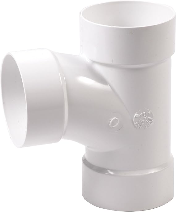 NDS 6P09 PVC S&D Sanitary Tee, 6-Inch, for Hub X Hub Solvent-Weld Connections, for use with 6-Inch Sewer and Drain Pipe, White
