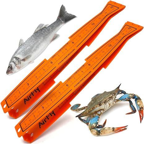 AirFly Folding Fish Measuring Board 32" [All-in-One & High-Contrast] Blue Crab, Lobster & Dungeness Gauge Slot Redfish, Trout & Flounder Ruler Heavy Duty Fishing Gear Designed in USA (2)