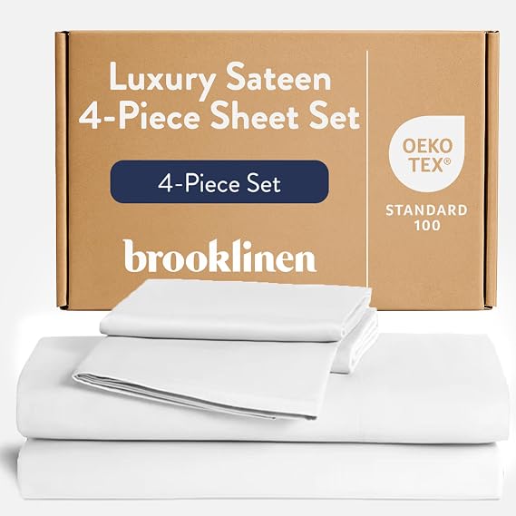 Brooklinen Sateen 4-Pc Sheet Set Hotel-Quality Luxury - Queen, White