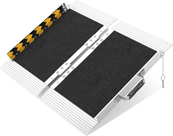 2FT Foldable Wheelchair Ramp Portable | Lightweight Non-Slip Aluminum Folding Ramp, 600LBS Capacity for Indoor Doorway, Threshold and Small Steps, Use with Walker, Mobility Scooter or Cart
